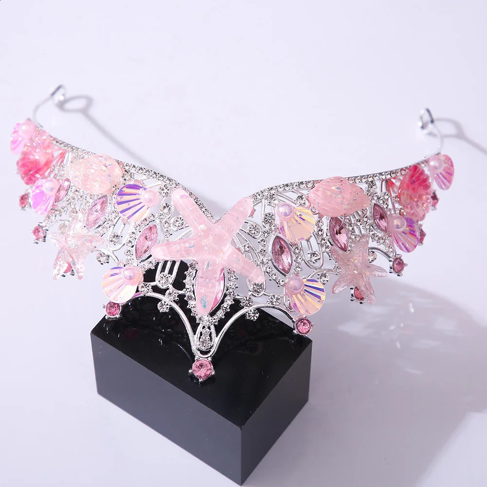 KMVEXO Mermaid Fish Crowns Ocean Style Costume Seashell Starfish Tiaras for Women Girls Princess Birthday Party Hair Accessories 260208