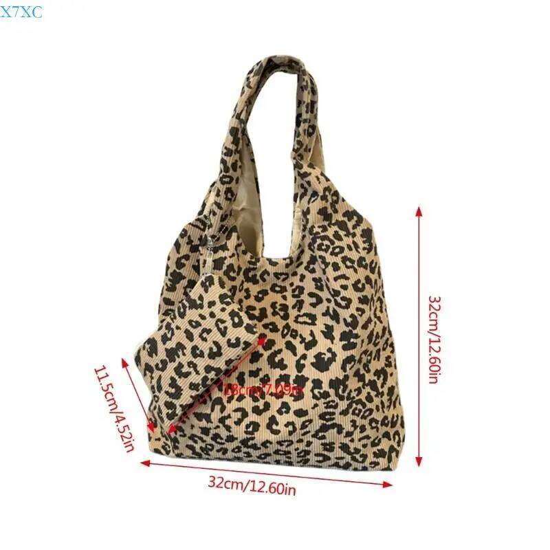 X7XC Trendy Leopard Print Handbag Slouchy Bag Suitable For Fashion Enthusiasts Z260224