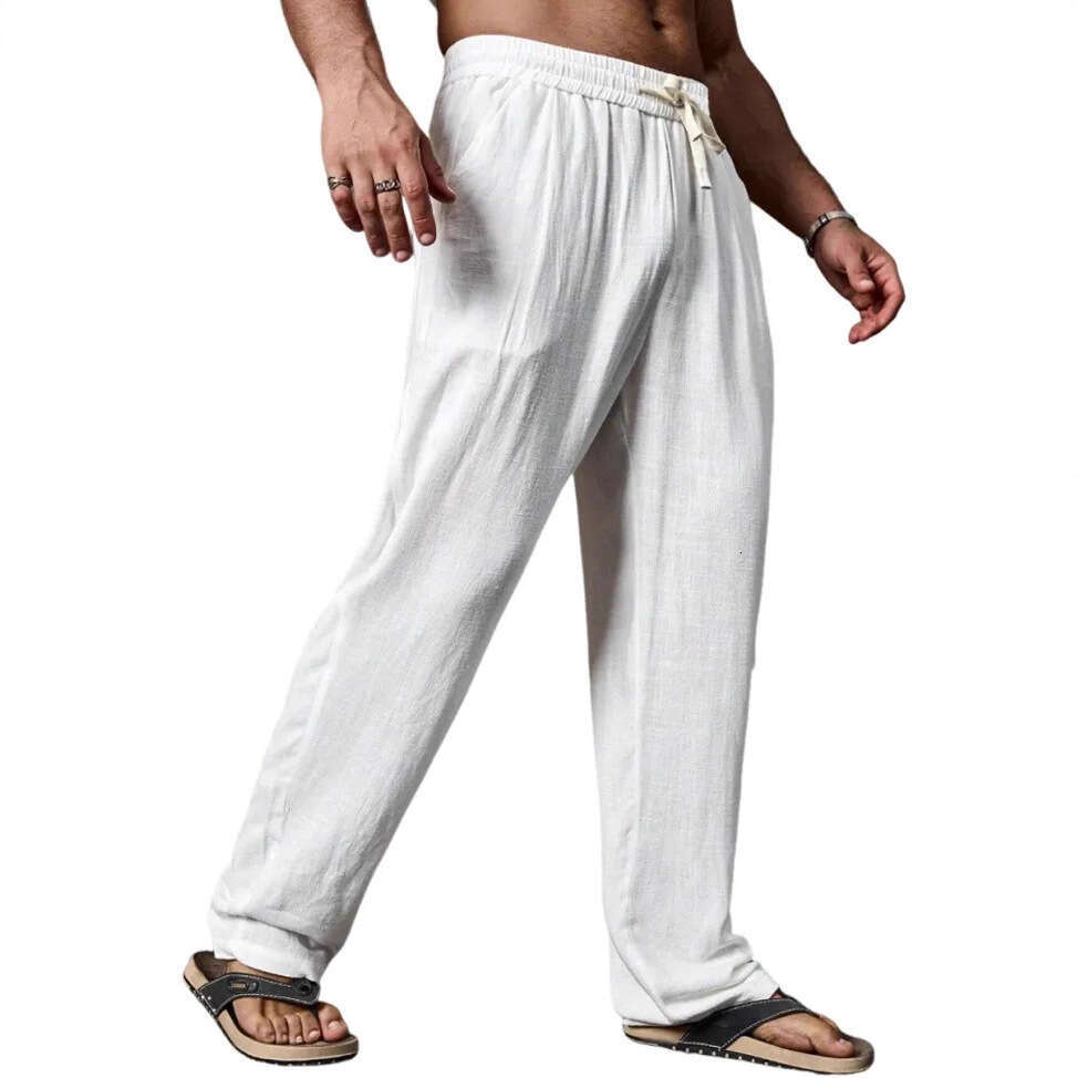 New European and American cross-border Amazon summer breathable cotton-linen men's loose casual sports straight-leg pants