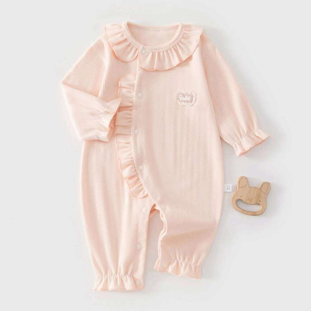 AYNIGIELL 2026 Spring New Clothing Pure Cotton Long Sleeve Collar Jumpsuit 0-18 Months Baby Girl Outerwear 26H0224