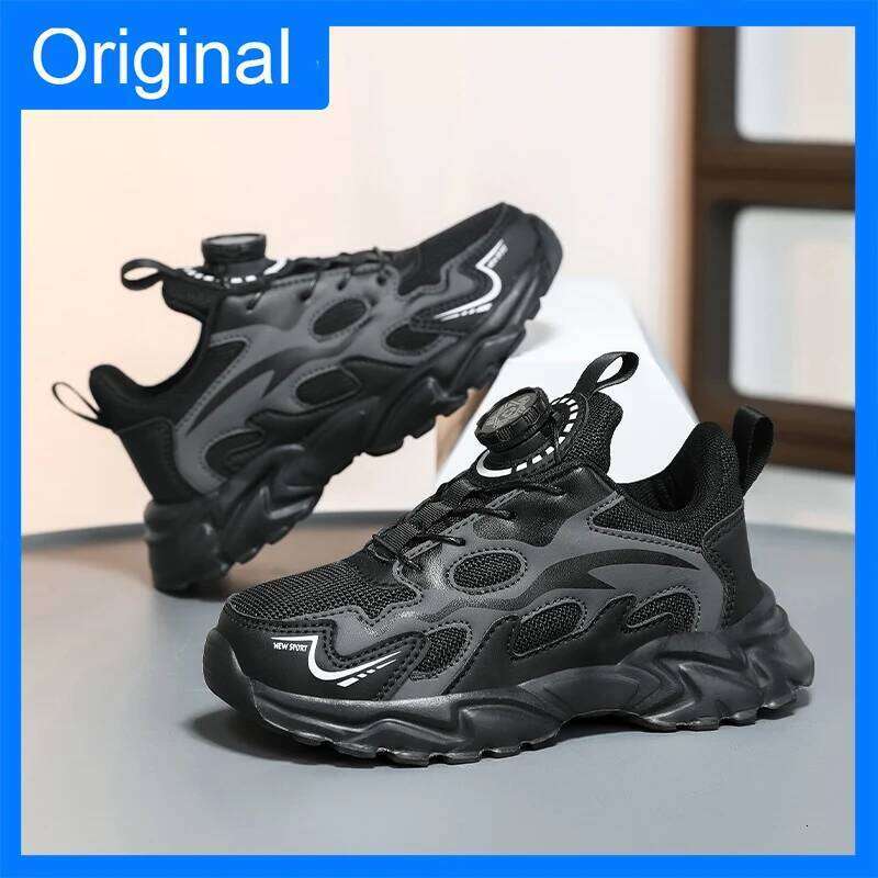 Sports Spring Breathe Mesh Thick Sole Light Anti Slip Children Daily Wear Casual Student Soft Running Shoes 26W0224