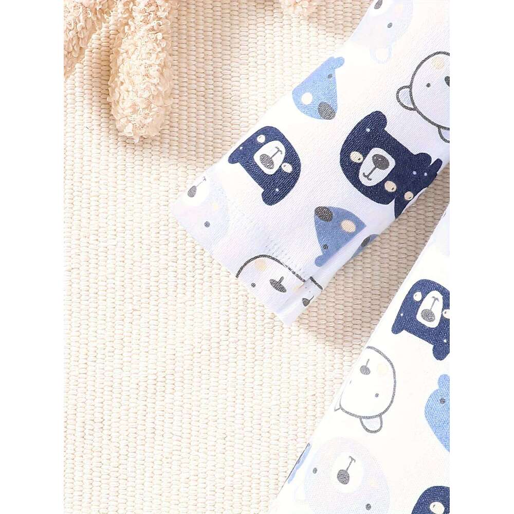 2-Picec Four Seasons Tie Feet for Boys Little Bear Creative Baby Cute Bodysuit Made of Pure Cotton, Soft Comforta 26Y0224