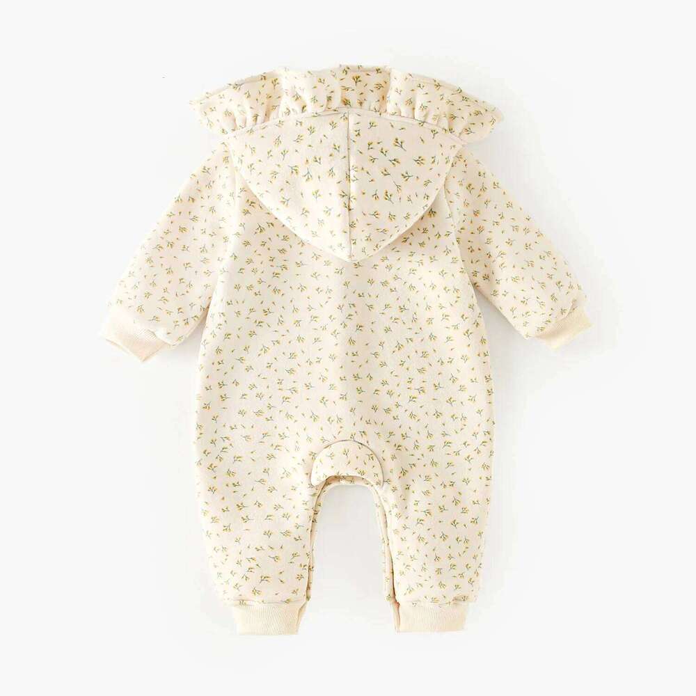 Sanlutoz Flower Winter Warm Baby Girls Rompers Toddler Thickened Hooded Clothes 26H0224