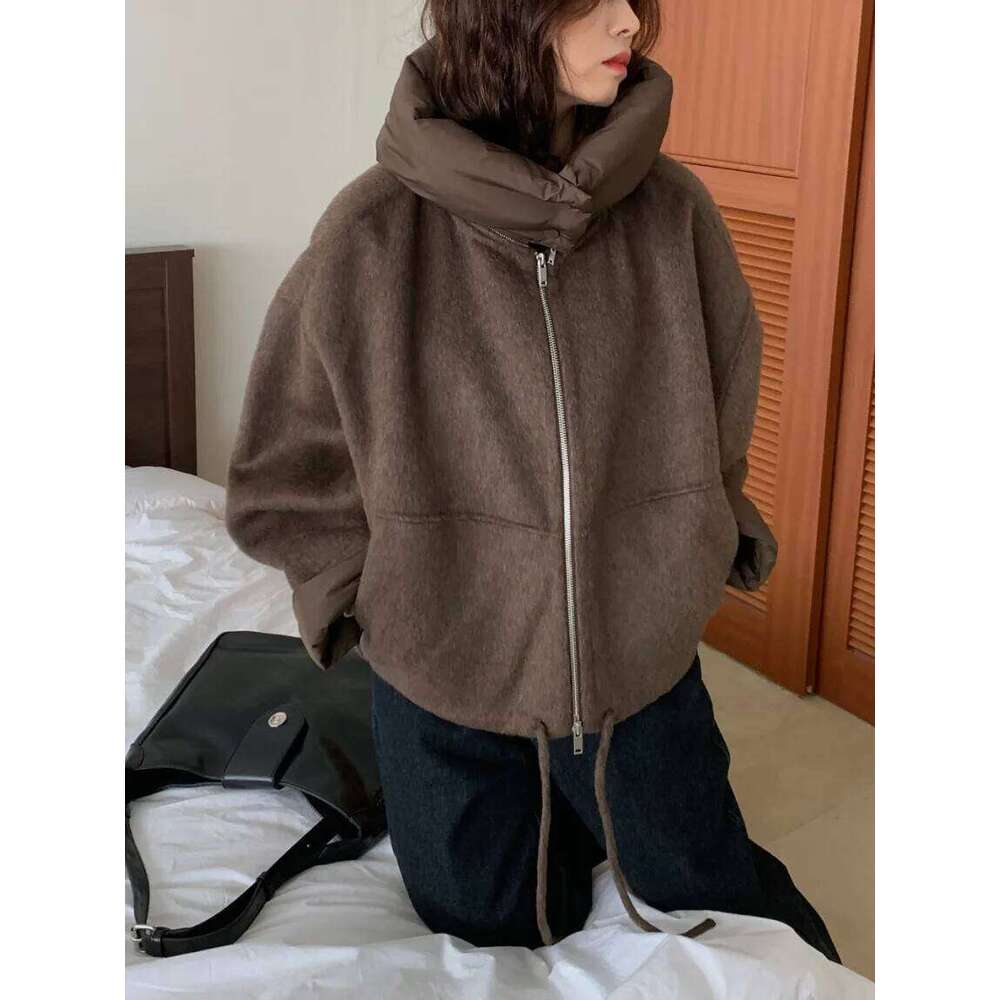 Mardi Hefxessdr Colors Autumn Winter Woolen Jacet Women s Casual Loose Detachable Hood Korean Style Lon Sleeve Zipper Coat Female