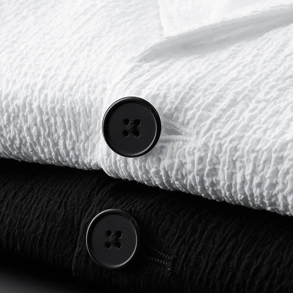 Men Two piece Suit Striped Pleated Pants Set Drawstring Loose Lapel Pockets Thin Formal Business 260209