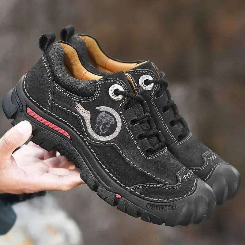 Outdoor Camping Hiking Men Genuine Leather Sports Sneakers Man Travel Casual Shoes Leisure Walking Climbing Men's Footwear SPLELED