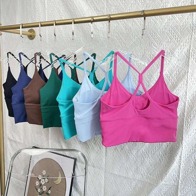 Fashion Sexy Cross Small Sling Yoga Underwear Women Breathable Shockproof Gym Fitness Running Sport Crop Tops Athletic Vest 26Y0224