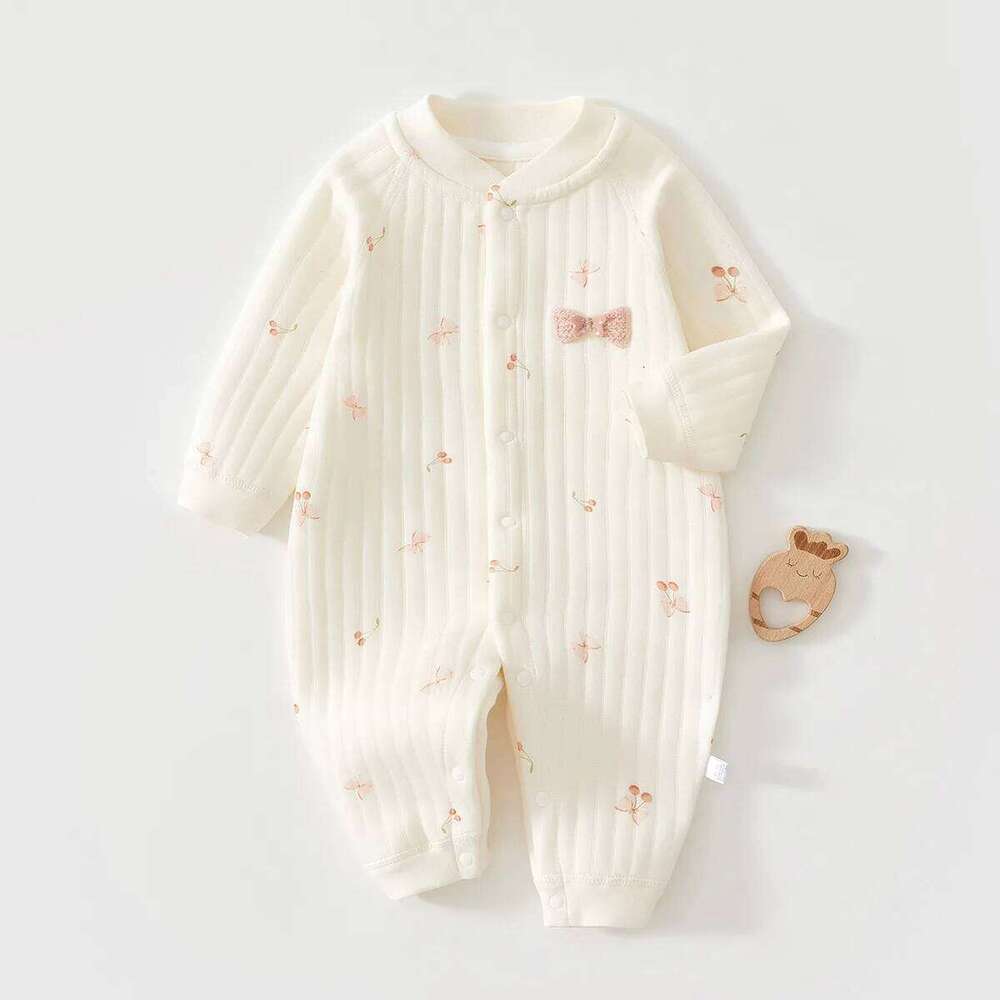 Spring Autumn Warm Jumpusit Newborn Infant 0 To 18 Month Outdoor Pure Cotton Daily Bodysuit Baby Girl Casual Romper 26H0224