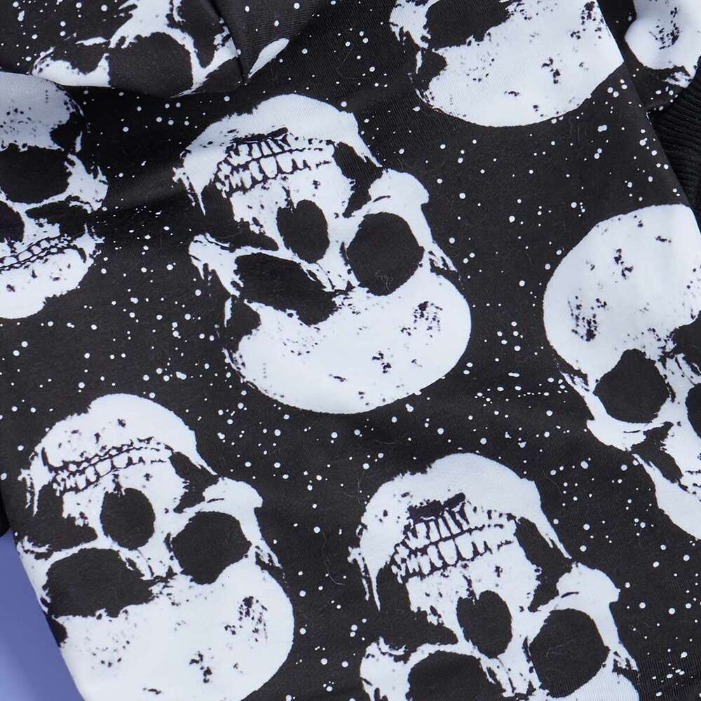 Spooky Skull Print Dog Hoodie - All-Season Pet Sweatshirt For Small To Medium Breeds, Machine Washable Bamubi
