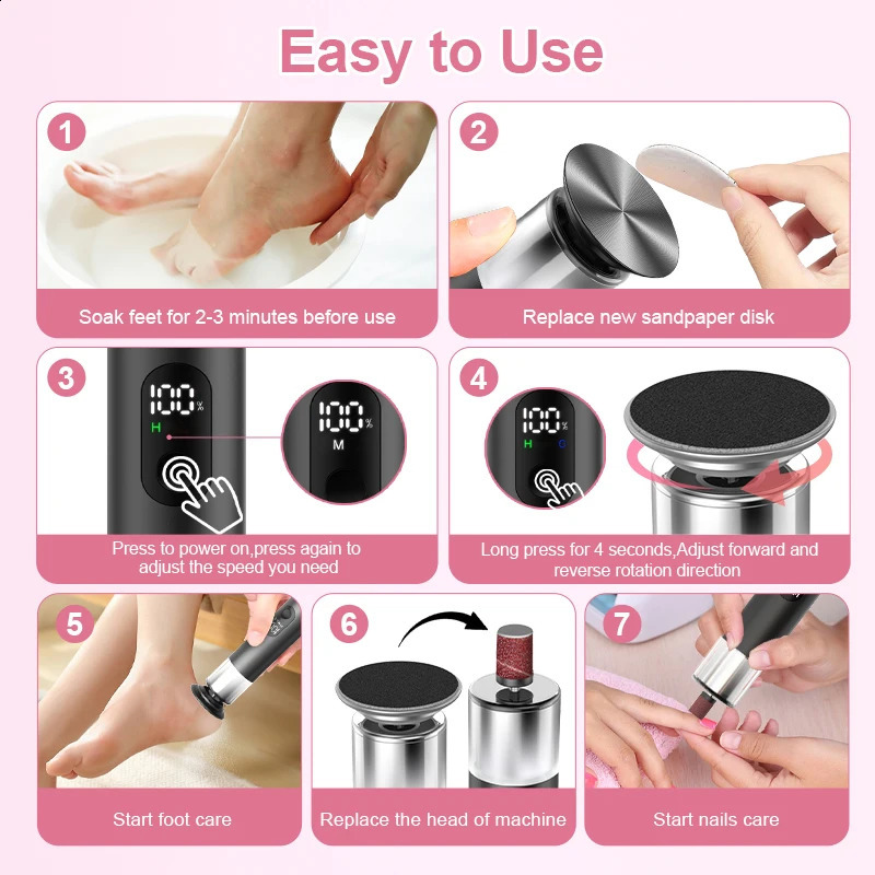 Electric Foot Grinder For Feet 2-In-1 Foot File Nail Polisher Electric Callus r Pedicure File Unisex With Gift Box 260126