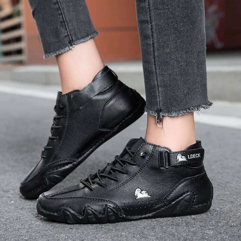 Women Flats Waterproof Ankle Boots Ladies Comfortable Shoes Winter Booties Female Casual High Top Sneakers Luxury Footwear