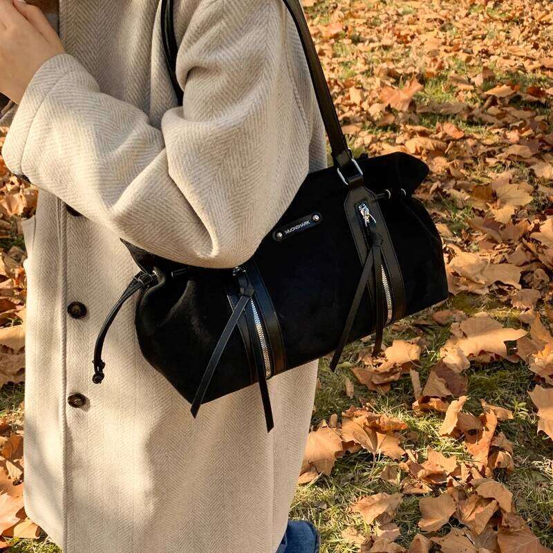 Autumn/Winter Suede Large Capacity Shoulder Crossbody Tote Bag Z260224