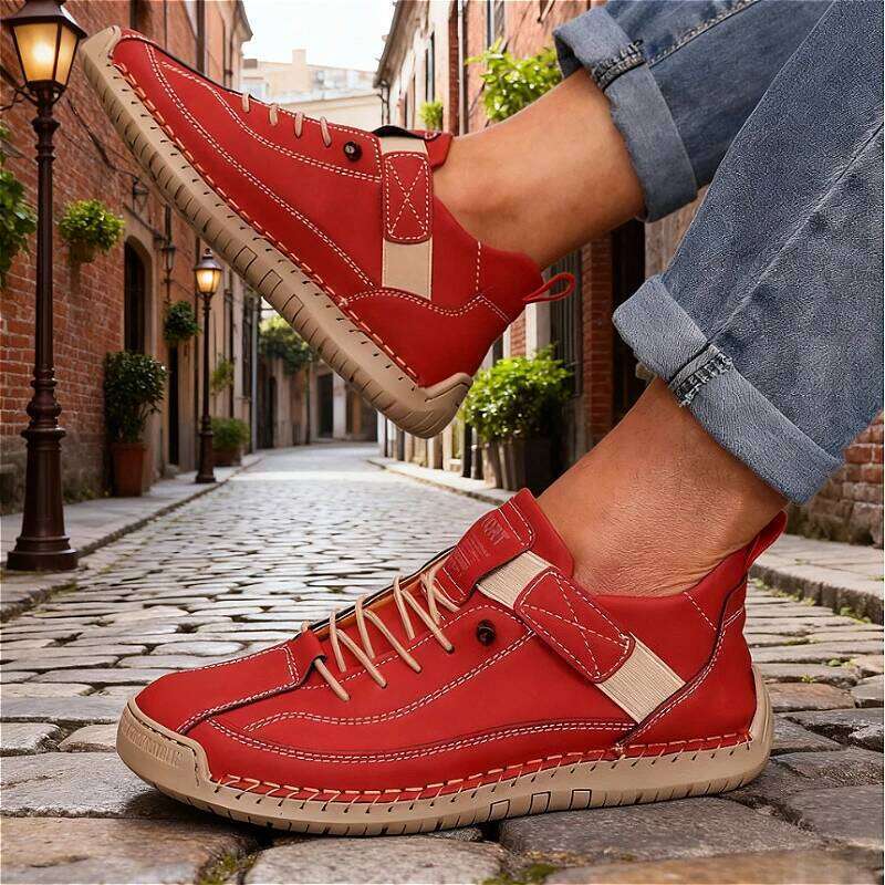 Men's Mid Top for Spring British Style Retro Anti Slip Loafers Soft Soled Handmade Leather Casual Flat Men Nude Boots 2025