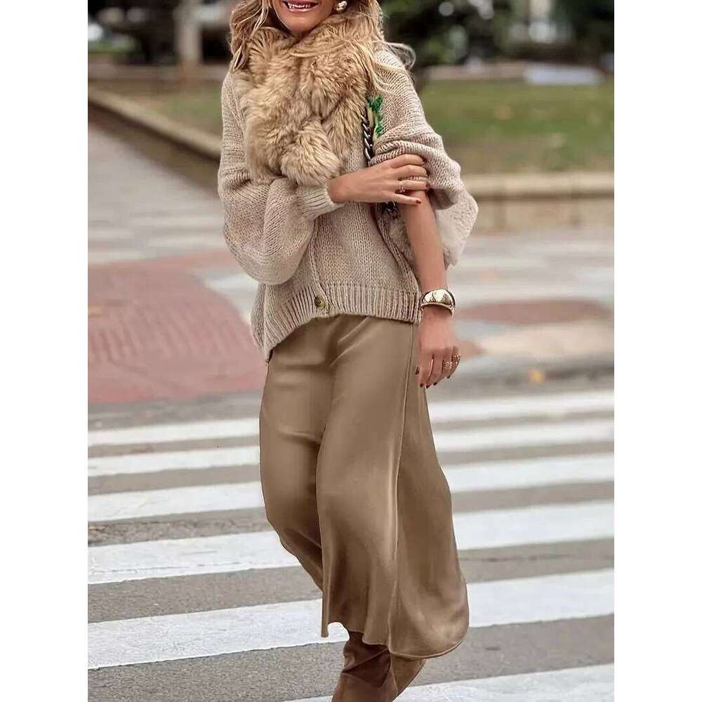 Women's fashionable casual long sleeved button cardigan soft and comfortable loose lantern sleeve lemon knit sweater 26L0224