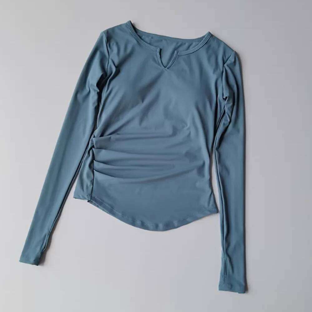 Sexy V-Neck Fitness Top for Women, Slim Fit Tummy Control Long Sleeve, Quick Dry Yoga & Running Shirt 26Y0224