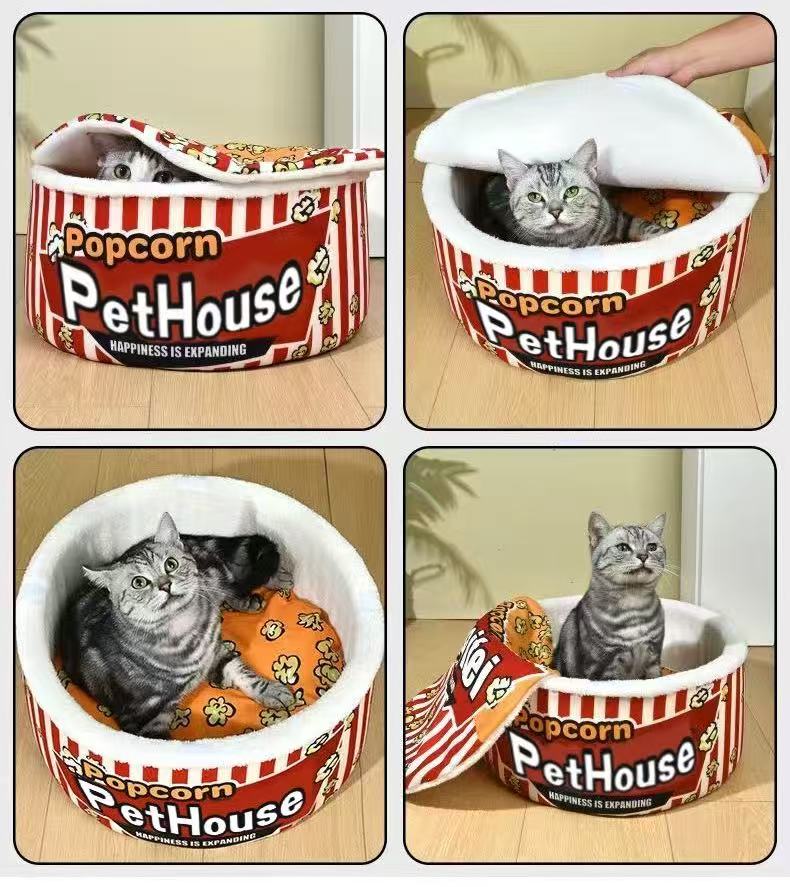 Cat nest winter warm Internet celebrity popcorn cat nest yurt removable instant noodle bucket nest cat nest antifreeze warm