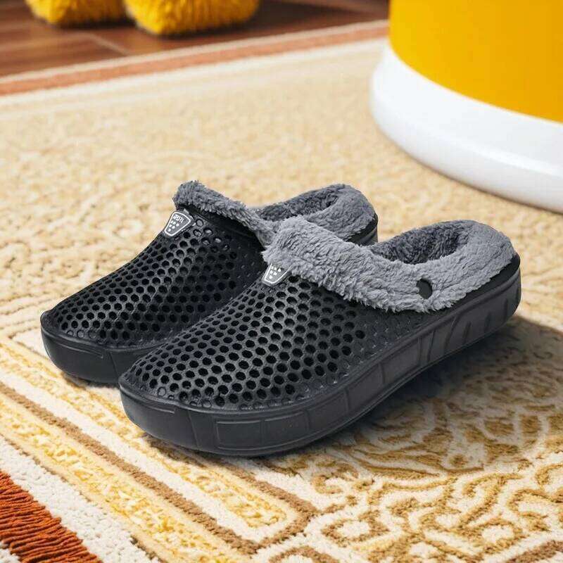 MAEDEF Women Indoor Warm Shoes Non Cotton Casual Clogs Slip on House Floor Slippers for Men
