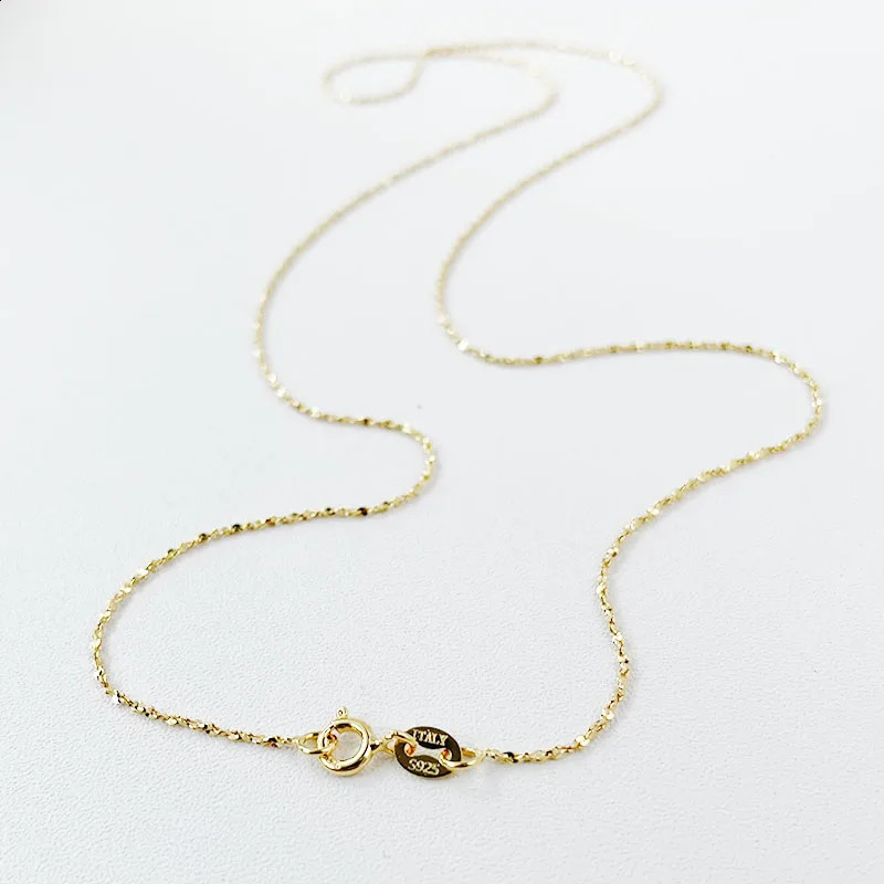 1mm Thin 925 Sterling Silver Gold Color Sky Star Link Chain Necklace For Women Girls Jewelry Collares Kolye Collier 40cm 45cm 260208