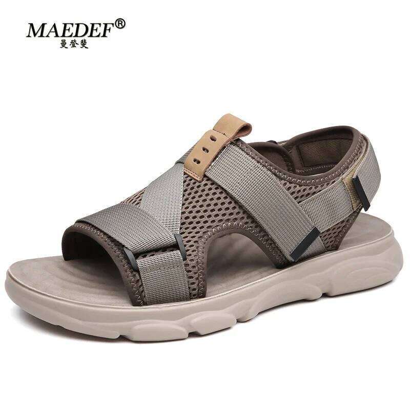 MAEDEF Men Summer Casual Beach Outdoor Flat Shoes Non Slip Comfortable Lightweight Breathable Durable Fashion Sandals