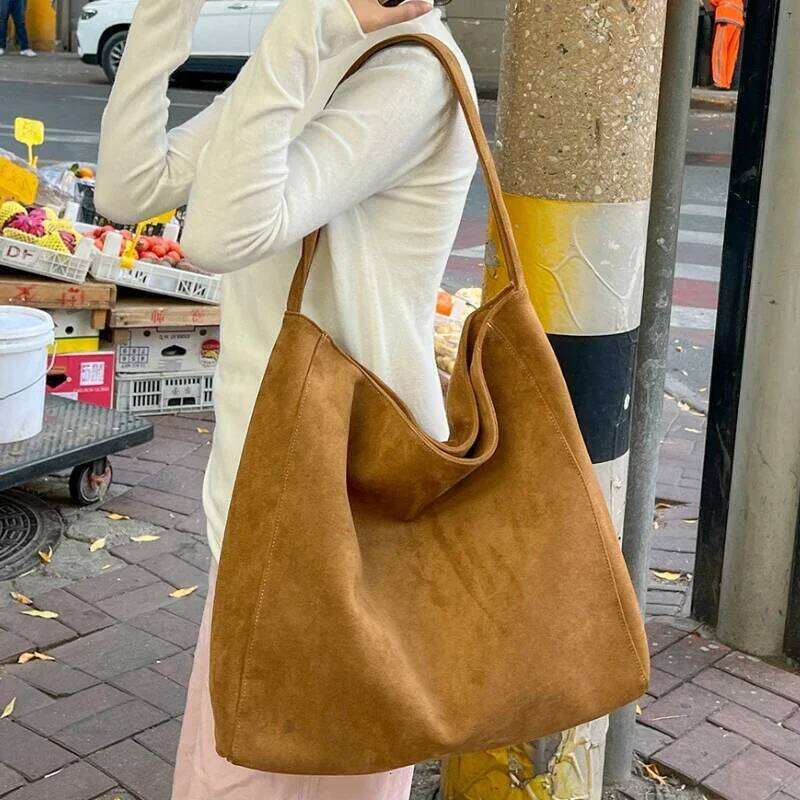 Women Underarm Fashion Tweed Fabric Large Capacity Shoulder Bag Casual for Daily Office Use Solid Color Handbag Z260224