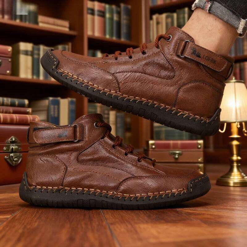Men's High Top Handmade Sewn Buckle Casual Shoes Comfortable Fashionable Daily Walking Outdoor Adventure Boots