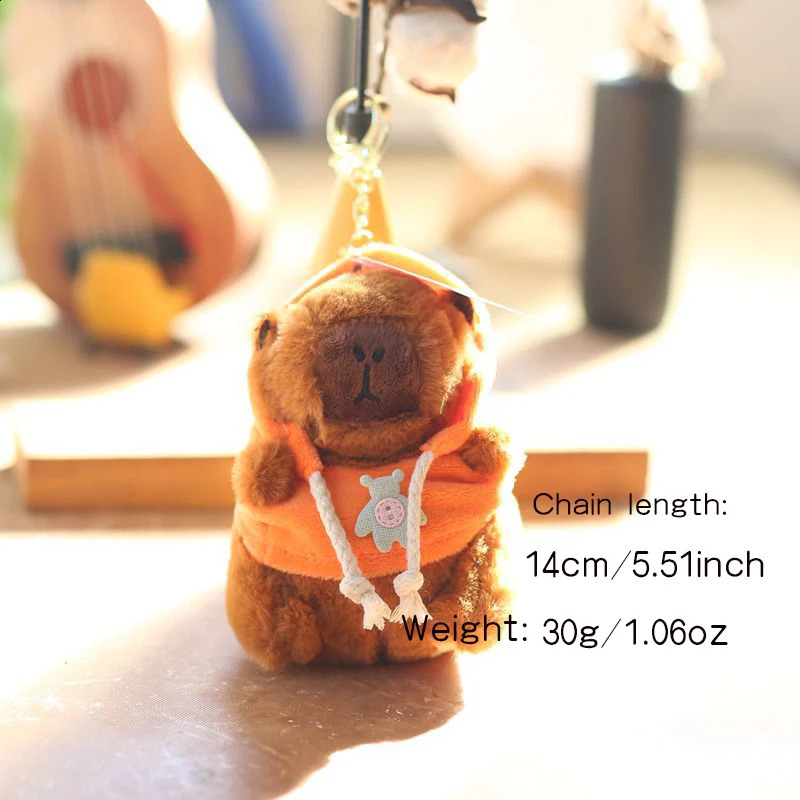 Cute Cartoon Capybara Pendant Keychain Plush Toy Doll Bag Hanging Ornaments Lovely Kapila Doll with Clothes Animal Keyring 260120