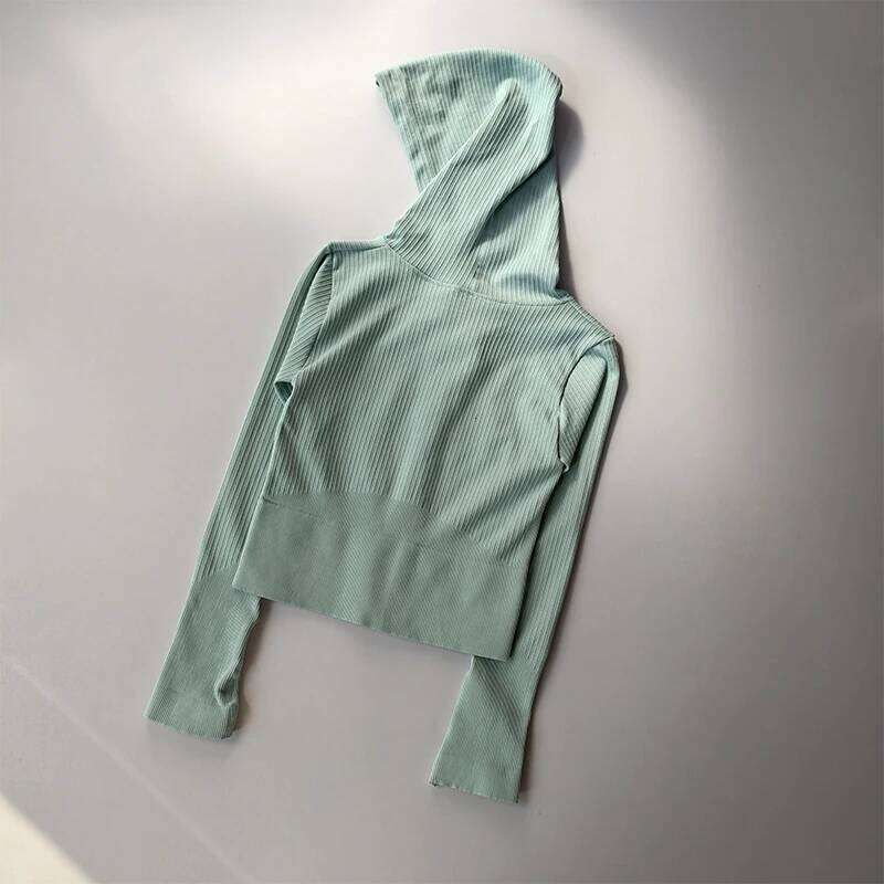 New Hooded Tight Fitting Sports for Women's Training Suit Long Sleeved Zipper Yoga Running Top 26Y0224