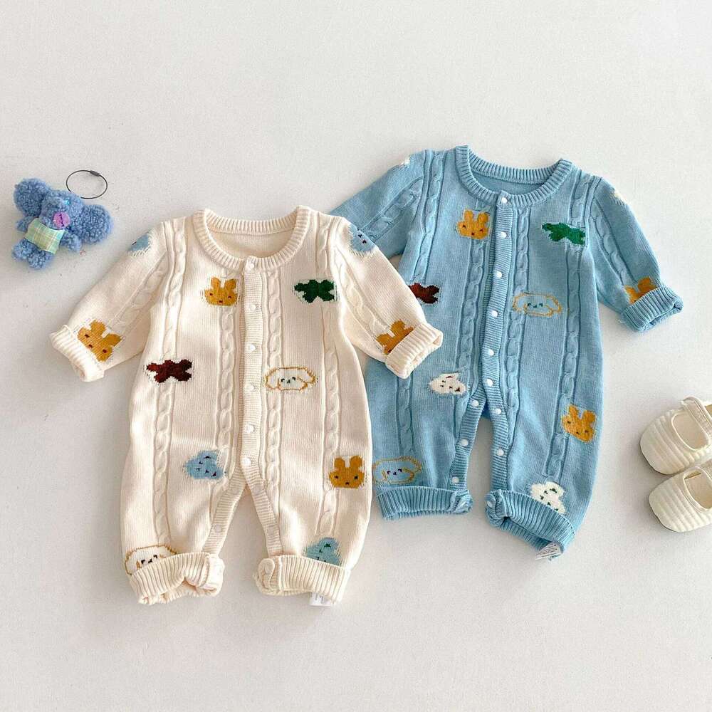 Baby Autumn Winter New Jumpsuit for Boys and Girls Long Sleeve Knitted Climbing Clothes 26Y0224
