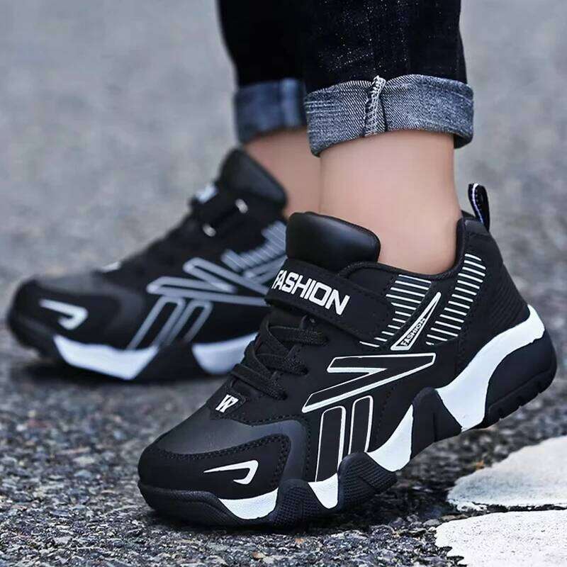 Kids Fashion Sneakers Boys Tennis Comfortable Leather Running Lightweight Outdoor Children's Sports Walking Shoes 26W0224