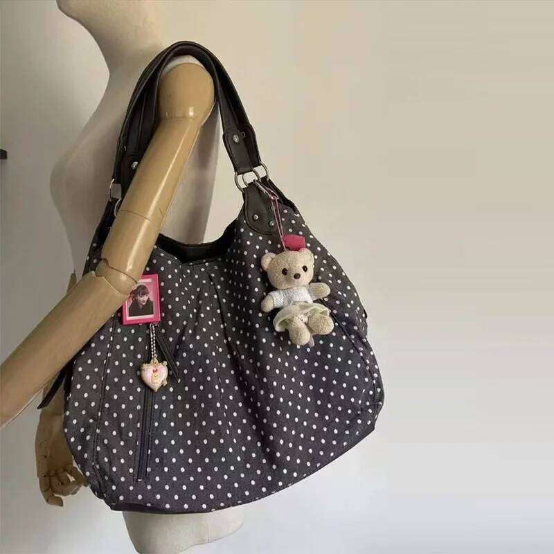Fashionable Vintage Messenger New Polka Dot Handbag Korean-style Large-capacity Tote Versatile Comfortable Casual Bags Z260224