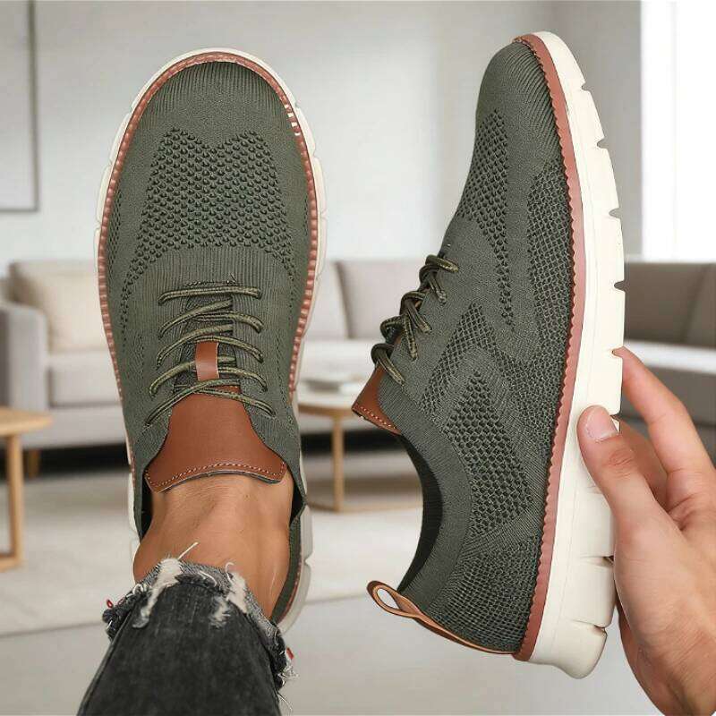 Sports Shoes for Men Breathable Knit Retro Style Lightweight Soft Sole Comfortable Mesh Loafers Business Casual Sneakers