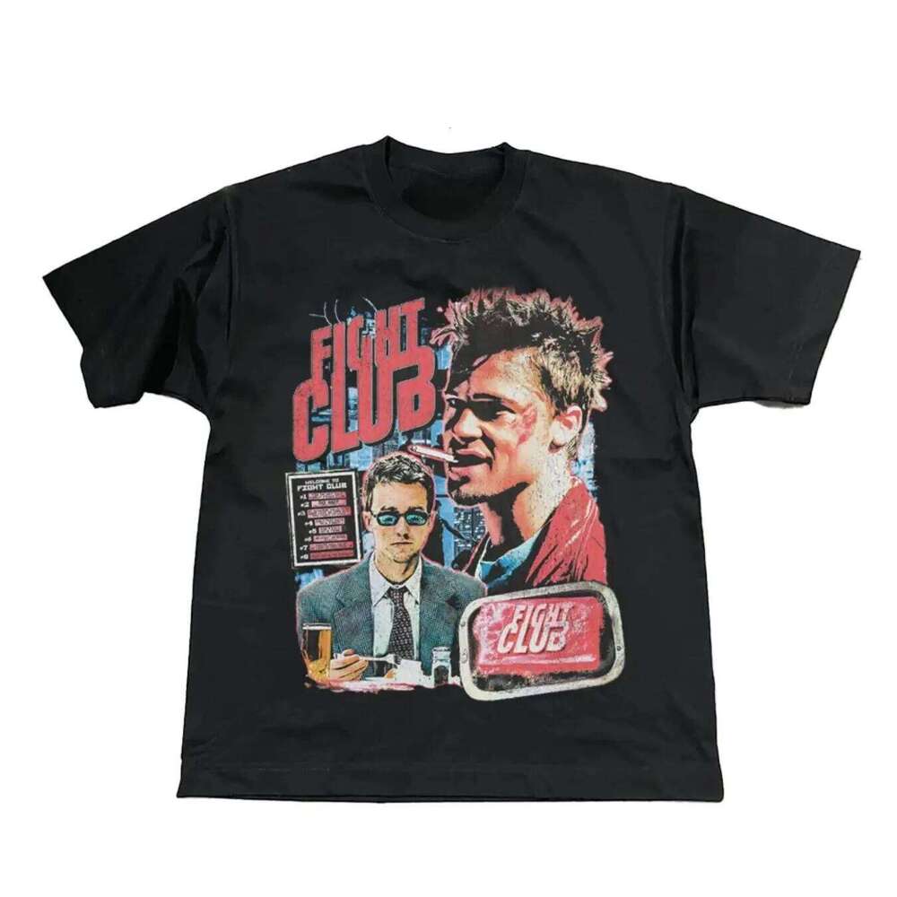 90s Fight Club Vintage T-Shirt,fanshion Y2k Hip Pop Streetwear Print Cotton Tee Casual Loose T Shirts Unisex H260224