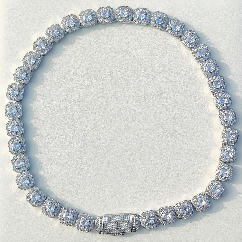 Hip Hop Jewelry 10mm 12mm Cluster Tennis Chain Necklace Fashion Women Bling Ice Zircon Tennis Chain Choker Necklace Party Gift 260208