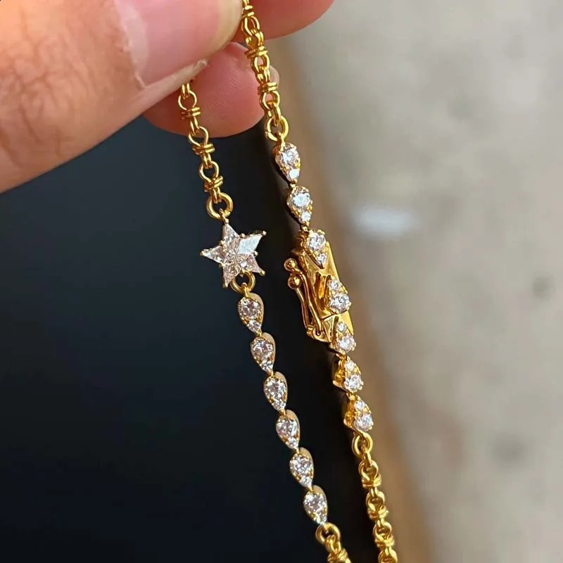 Sparkling Zircon Star Geometric Bracelet For Women Girls Fashion Crystal Charm Bracelet Engagement Jewelry Gift 260208