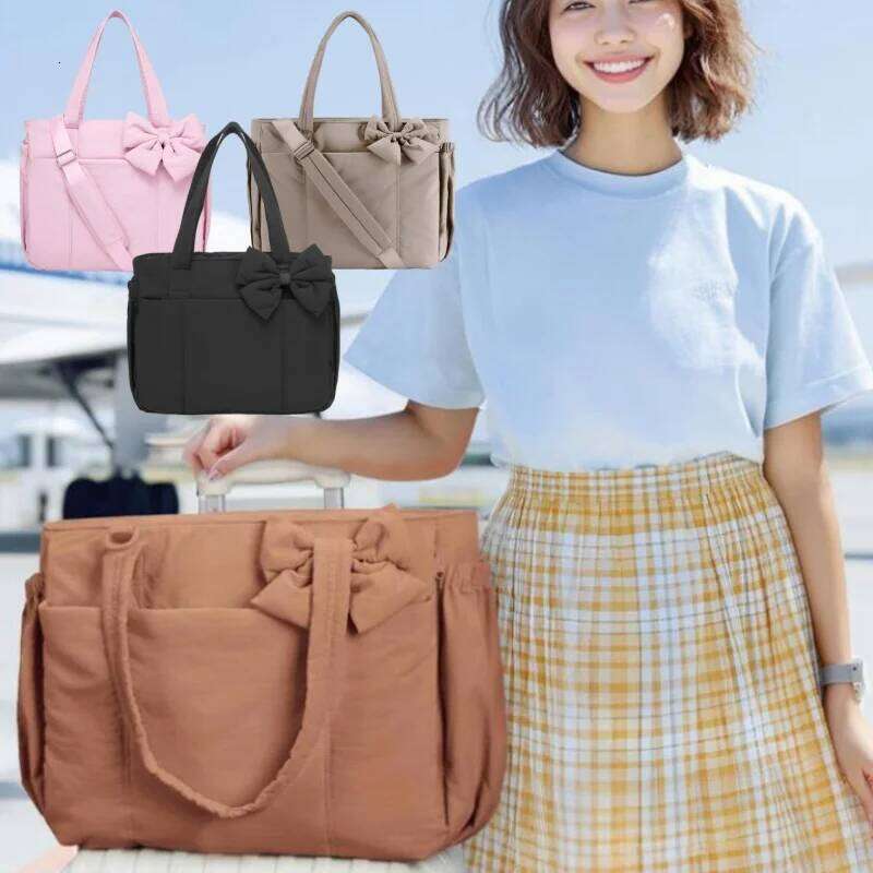 Padded Tote Bag,Large Capacity Women Bow Crossbody Shoulder Bag,Student Commuter Yoga Gym Travel Messenger Bag,Versatile Handbag Z260224