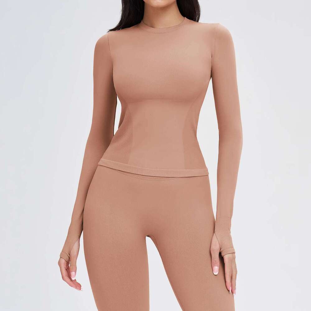 JUREN Seamless Yoga Shirts For Women Long Sleeve Fitness Running Gym Clothes Workout Dry Fit Breathable High Elastic Sports Top 26Y0224