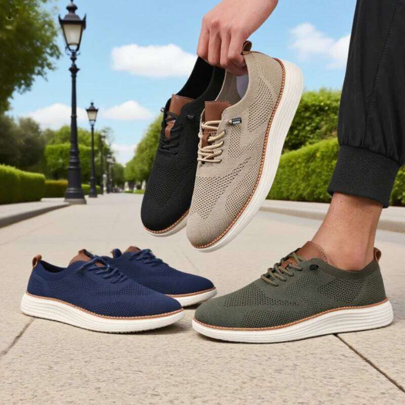 Men's Breathable Casual Navy Blue Lightweight Sneakers Fashion Mesh Upper Comfort Trendy Outdoor Street Style Men Shoes