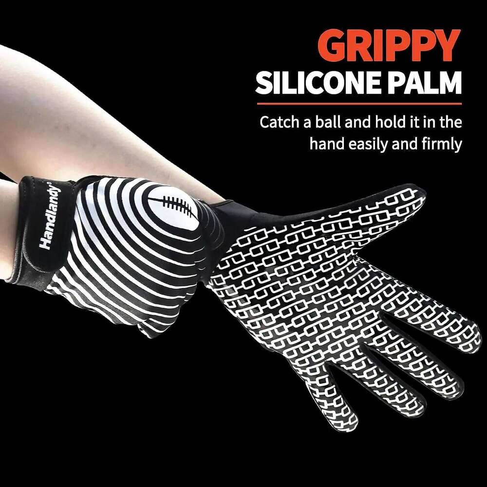 HANDLANDY Silicone palm Anti-slip Youth American Football Classic color Rugby Gloves 26H0224
