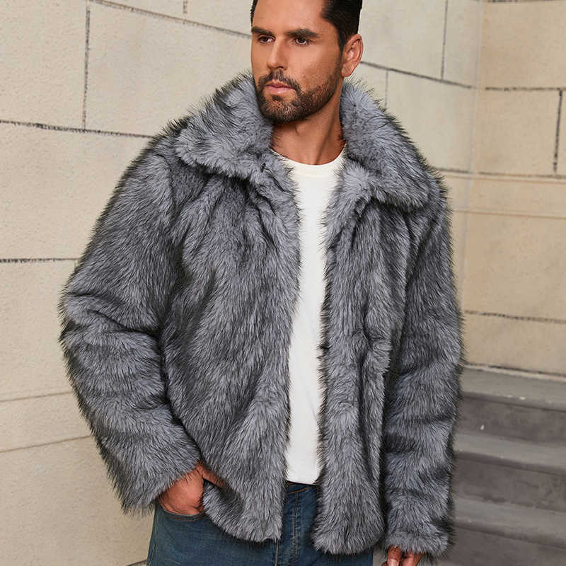 Men's Three-Color Faux Fur Short Jacket Autumn/Winter New Arrival: Collared Fashionable Casual Men's Premium Stylish Jacket