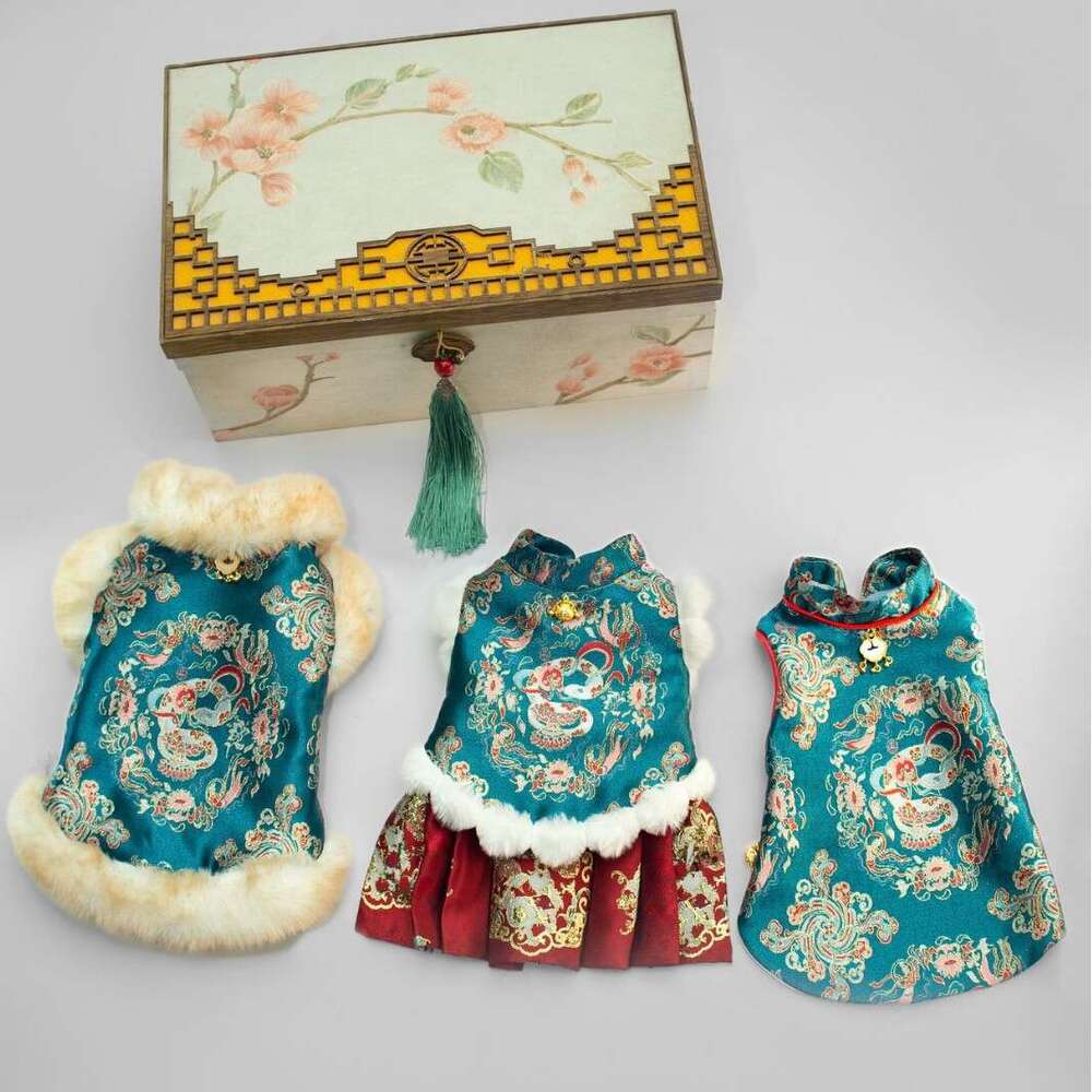 Pet Tang Suit Autumn Winter Dog Teddy Bichon Pomeranian Chinese New Year Cat Greeting Clothes