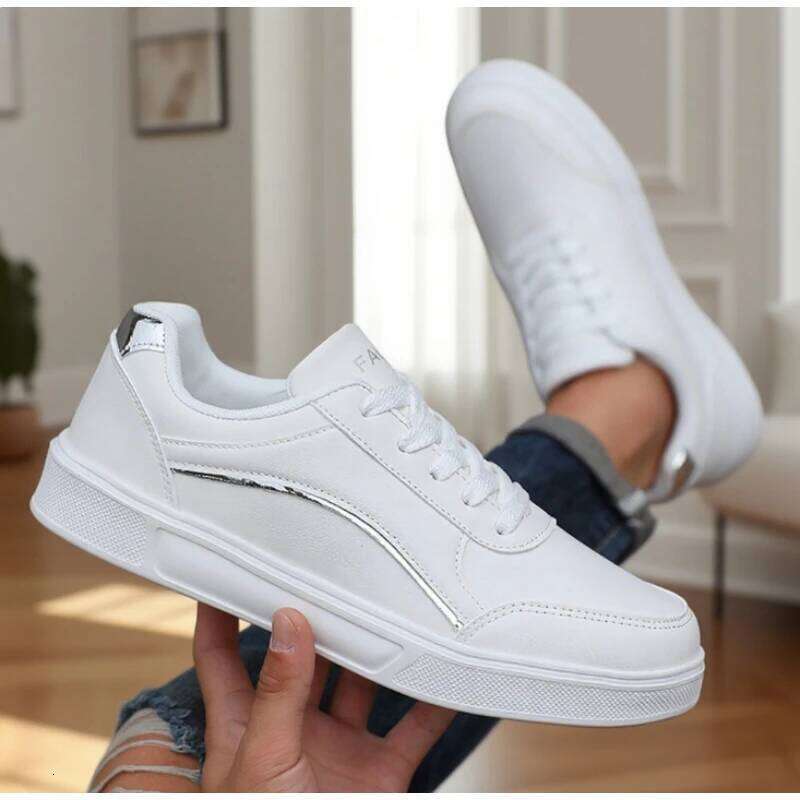 Men's Trendy Faux Leather Flat Heighten Skate Wear Resistance Non Slip Lace Up Sneakers Hot Sell Designer Shoes Men