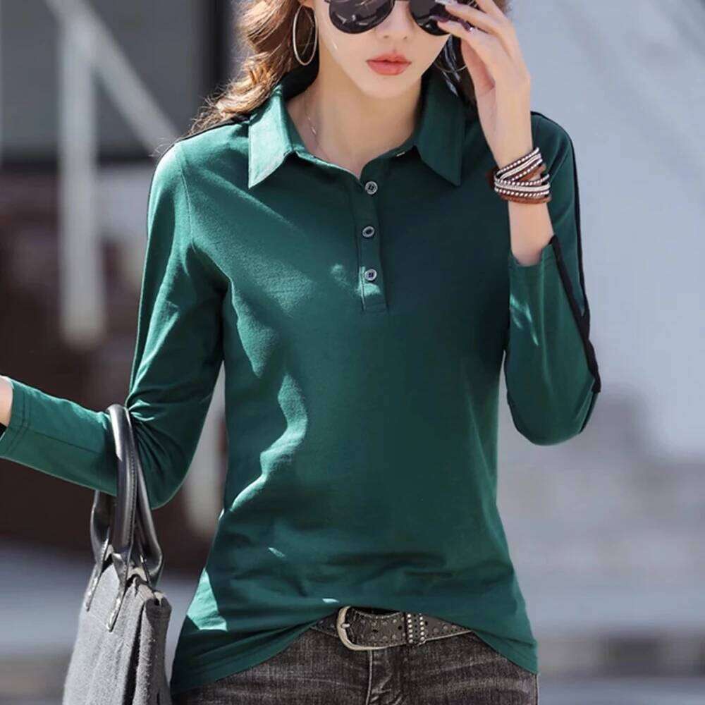 European Station Long sleeved T-shirt Women's Summer New Fashion Light Pure Cotton Polo Neck Casual Large Size Loose Top 26W0224