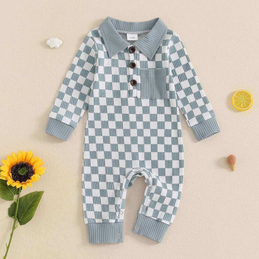 Citgeett Spring Infant Baby Boy Romper Casual Plaids Print Long Sleeve Jumpsuit Fall Outfit Clothes 26H0224