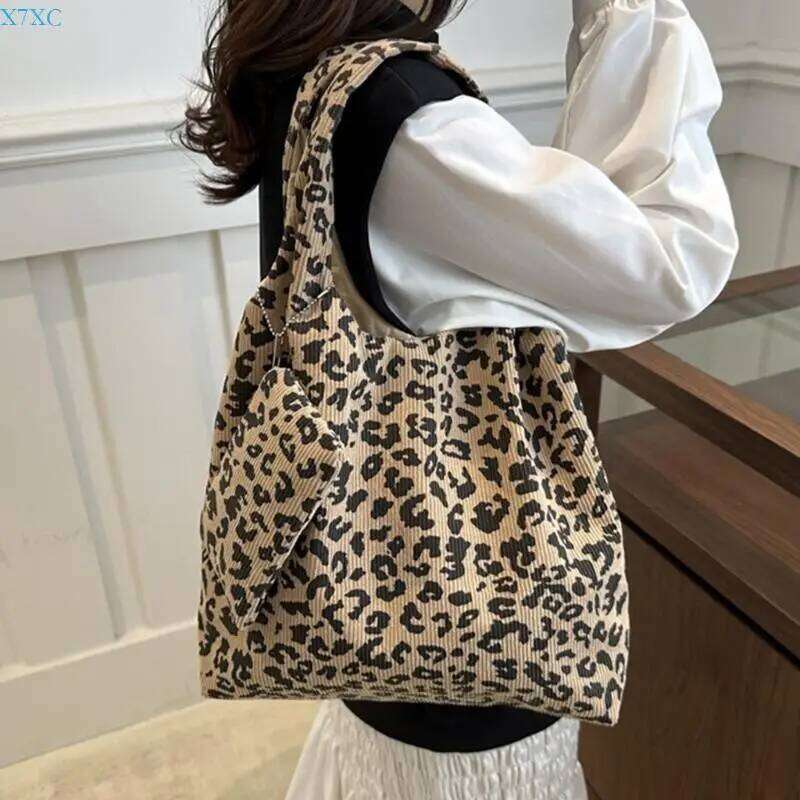 X7XC Trendy Leopard Print Handbag Slouchy Bag Suitable For Fashion Enthusiasts Z260224
