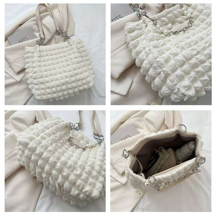 Casual Women Bag Quilted Fashion Pleated Bubbles Cloud Shoulder Bags Large Capacit Tote Bucket Ruched Handbags Z260224