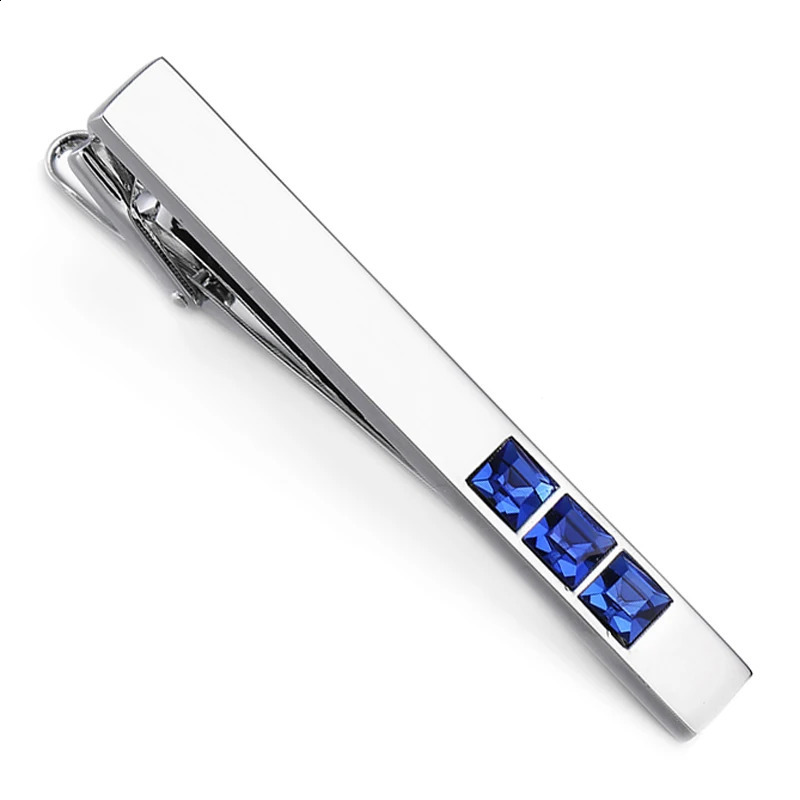mens and womens tie clip high-quality metal laser plaid blue crystal clip business suit shirt accessories jewelry gifts 260202