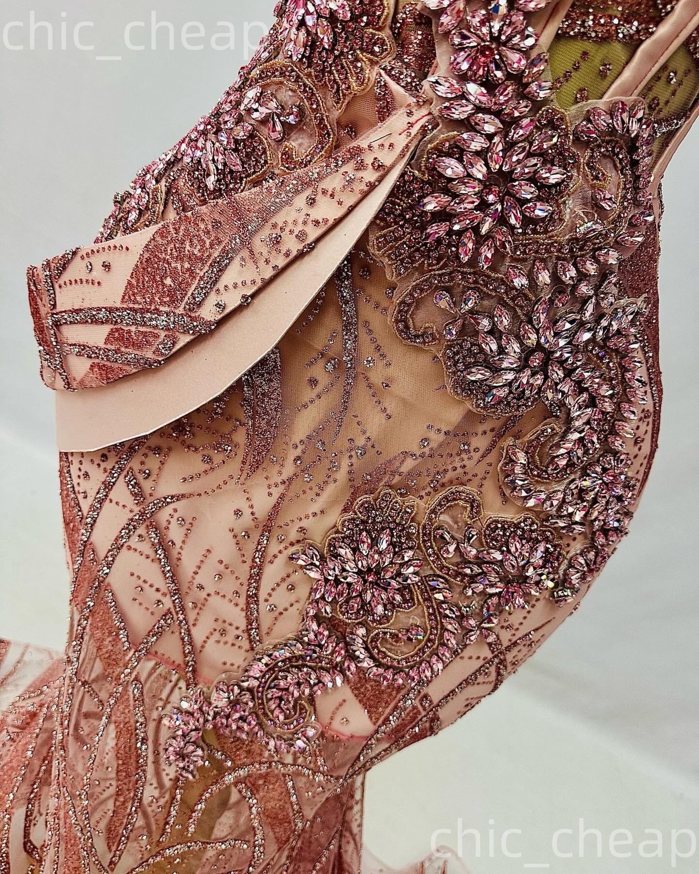 Aso Ebi Blush Pink Mermaid Prom Dresses 2026 Flowers Crystals Sequined Evening Formal Party Second Birthday Engagement Gowns Dress For Special Occasio