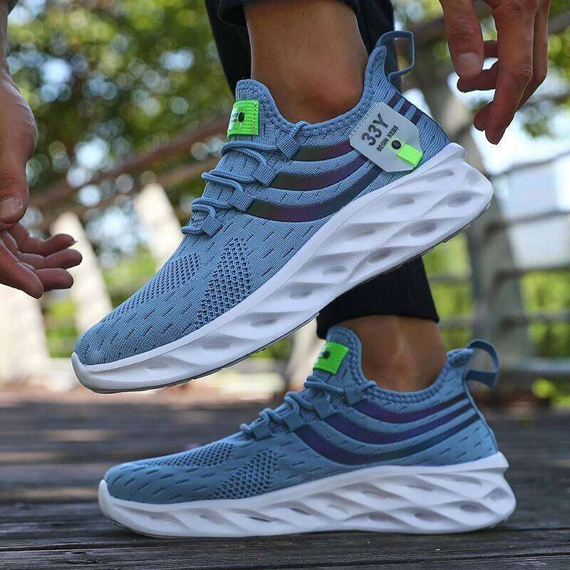 Men's Breathable Lightweight Sneakers Outdoor Mesh Black Running Athletic Jogging Tenis Walking Shoes