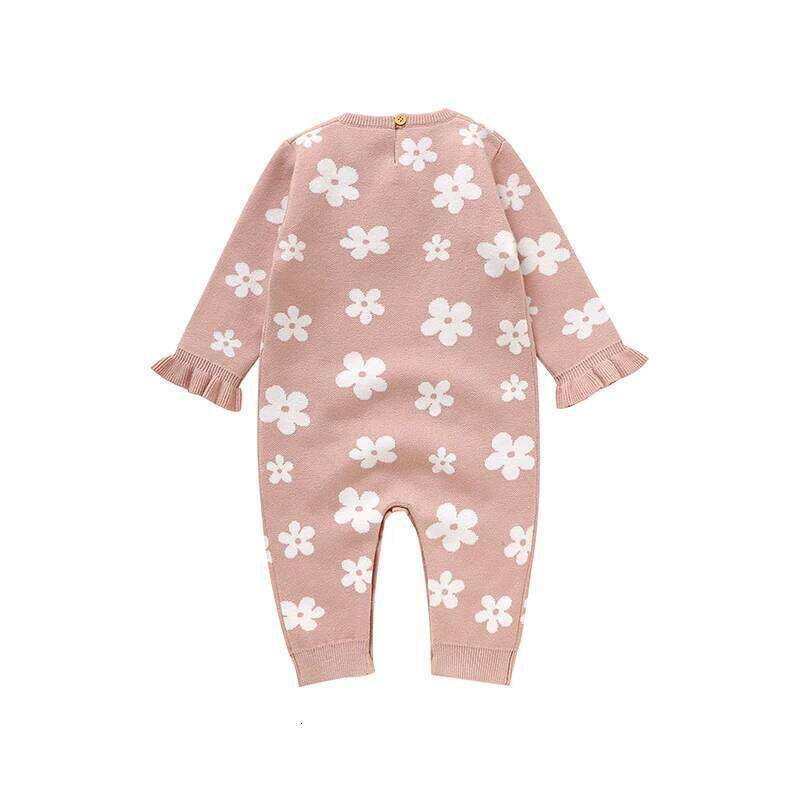 Cute Floral Print Infant Jumpsuit Long Sleeve Baby Girls Spring & Autumn Rompers Knitted 1-18 Months Newborn Bodysuit Sleepsuit 26H0224