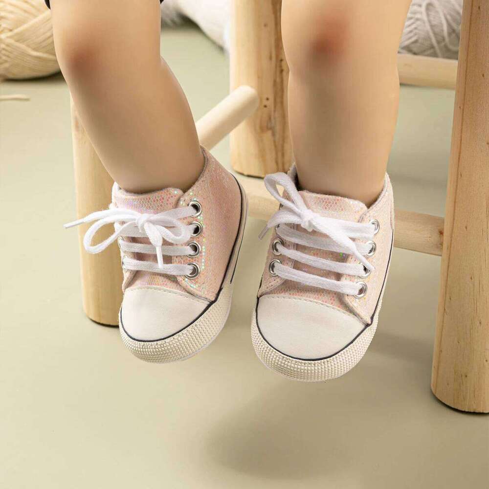 Meckior Newborn Fashion Shining Canvas Sneakers Baby Boys Girls Shoes First Walkers Soft Anti-Slip Sole Toddler 26Y0224